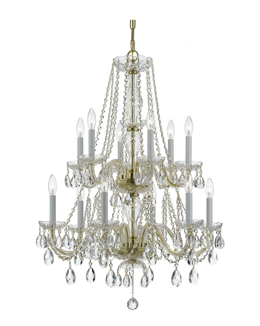 12-Light Crystal Chandelier - Brass image