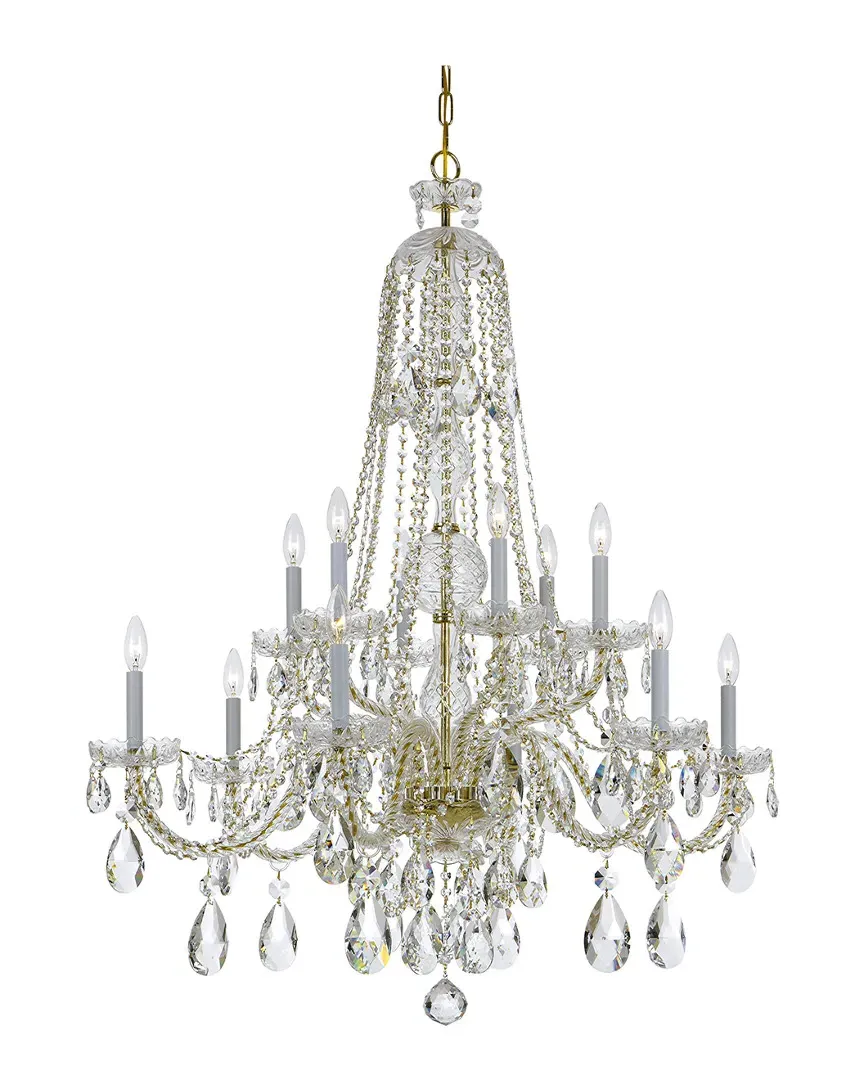 12-Light Crystal Chandelier - Brass