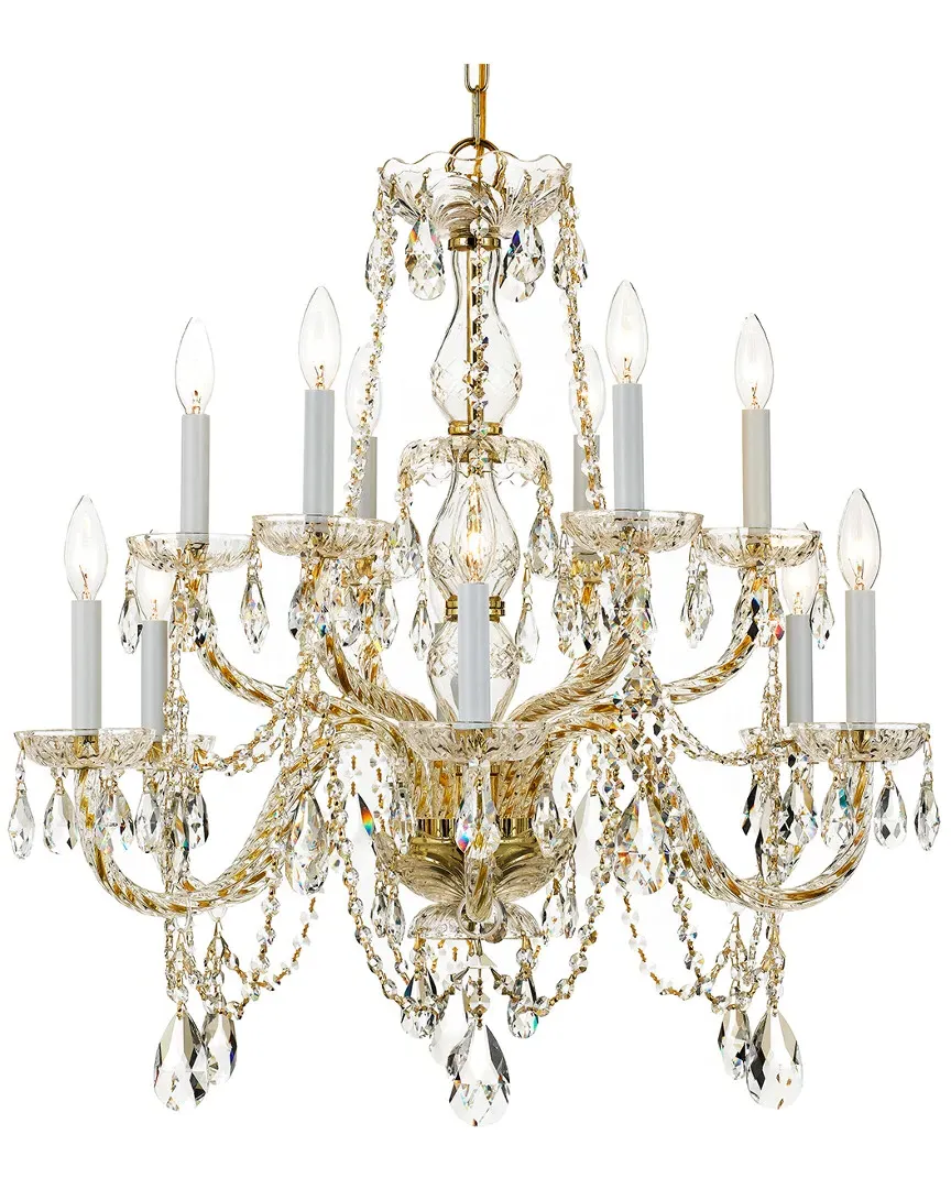 12-Light Crystal Chandelier - Brass