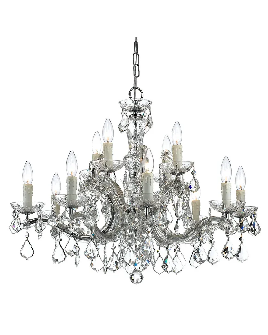 12-Light Crystal Chandelier - Chrome, Wrought Iron image
