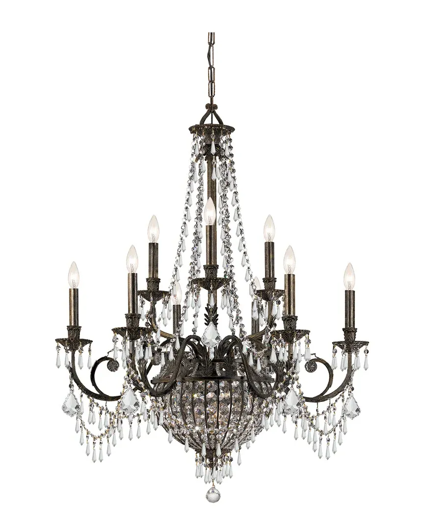 12-Light Vanderbilt Chandelier Hand Cut Crystal - English Bronze