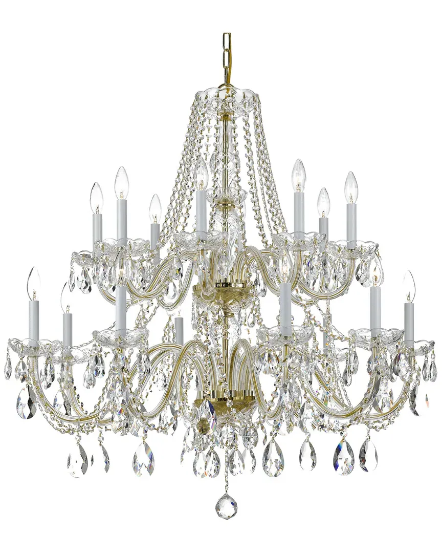 16-Light Crystal Chandelier with Hand-Cut Crystal - Brass image