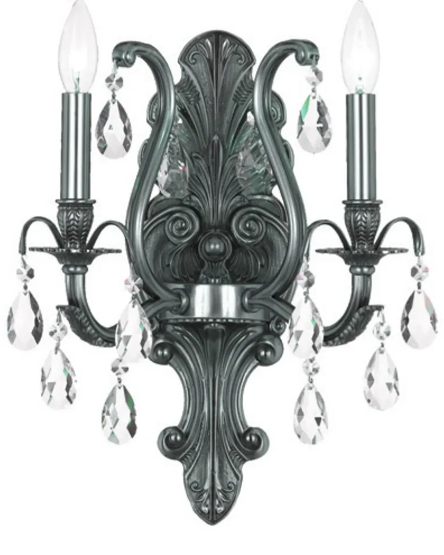 2-Light Dawson Wall Sconce Hand Cut Crystal - Pewter, Brass image