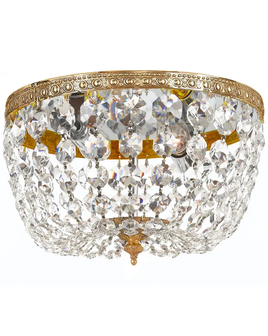 2-Light Flush Mount Ceiling Light - Brass, Crystal image