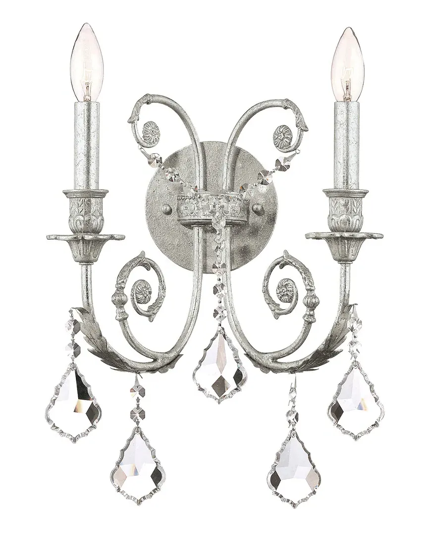2-Light Regis Sconce Swarovski Strass Crystal - Old Silver