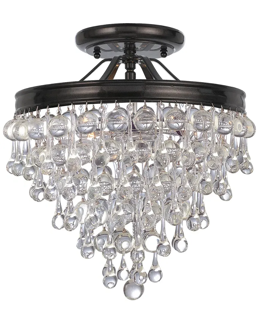 3-Light Calypso Semi Flush Mount - Bronze, Steel image