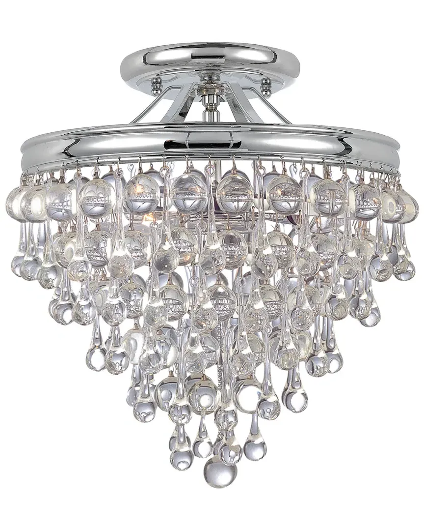 3-Light Calypso Semi Flush Mount - Chrome, Steel
