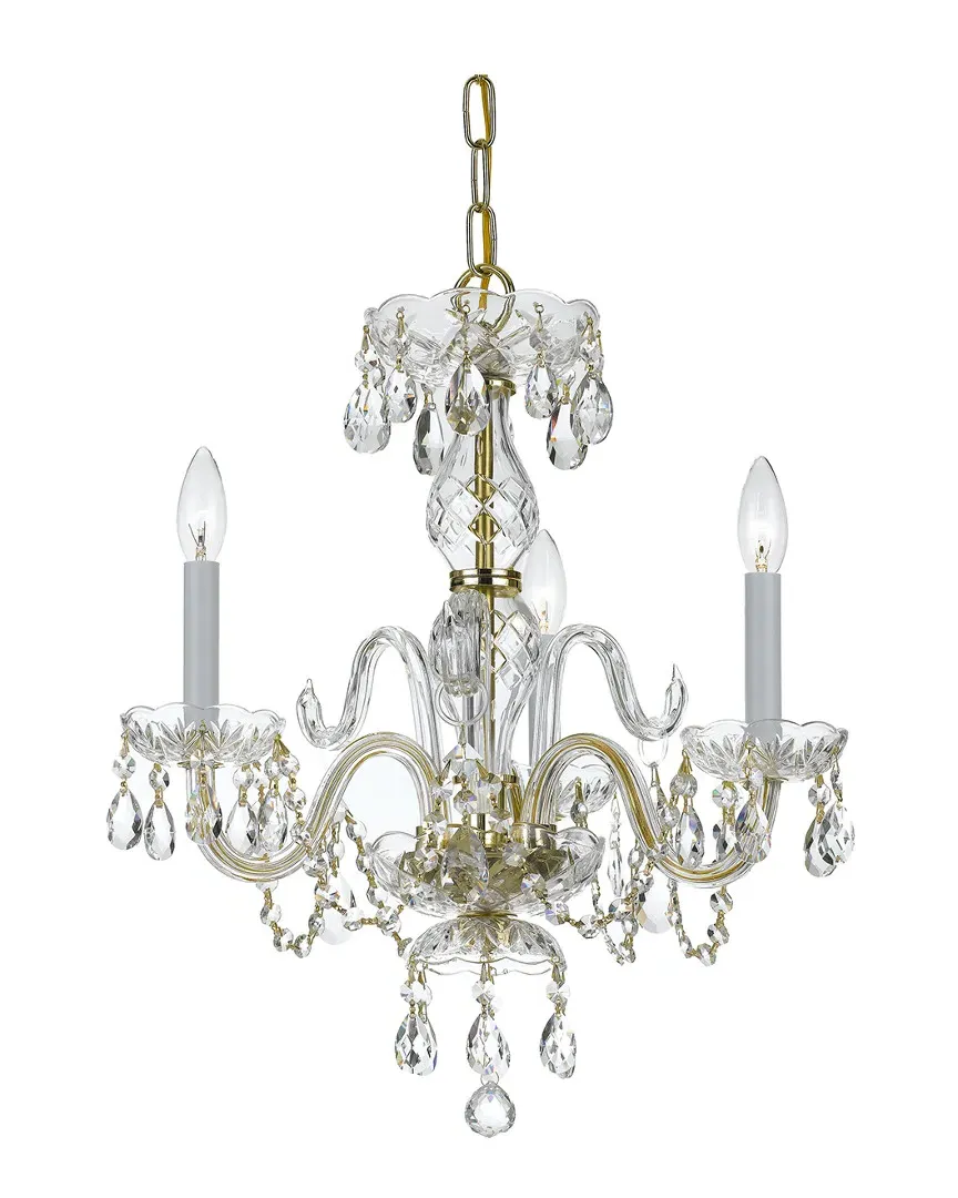 3-Light Crystal Mini Chandelier Swarovski Spectra - Polished Brass