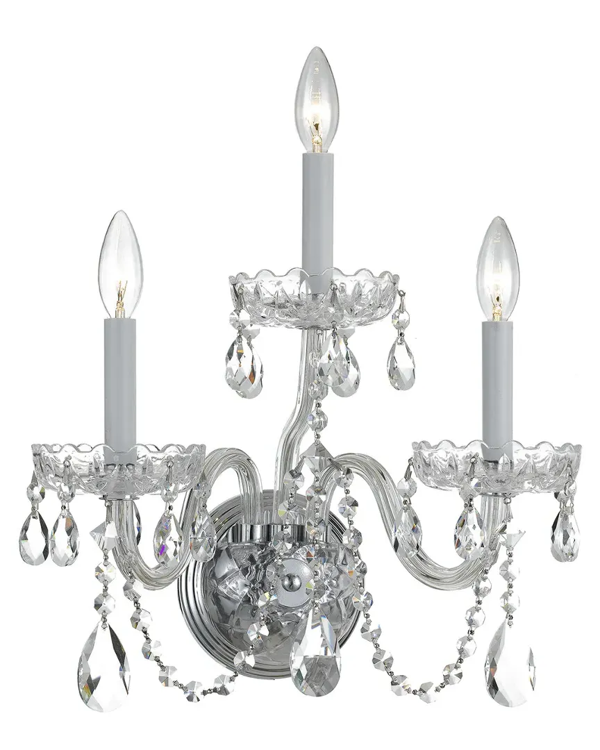 3-Light Crystal Sconce - Chrome, Glass