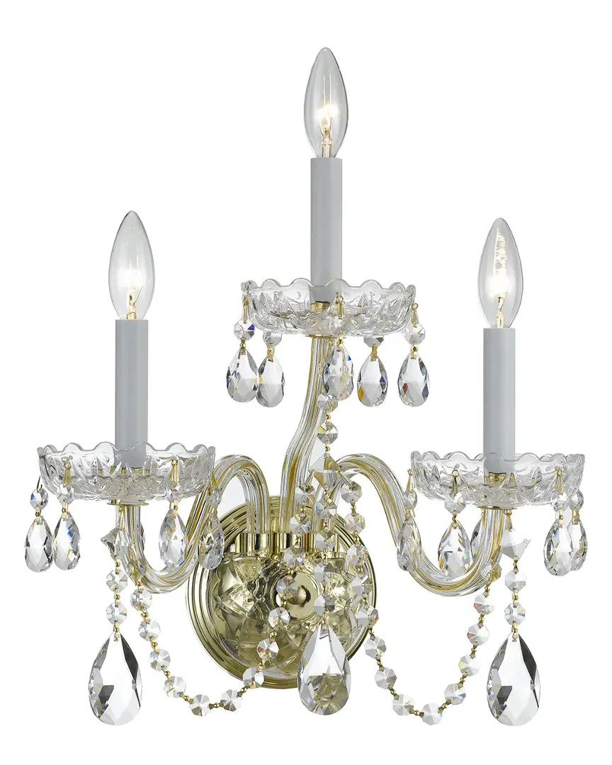 3-Light Crystal Sconce with Swarovski Strass - Brass, Glass