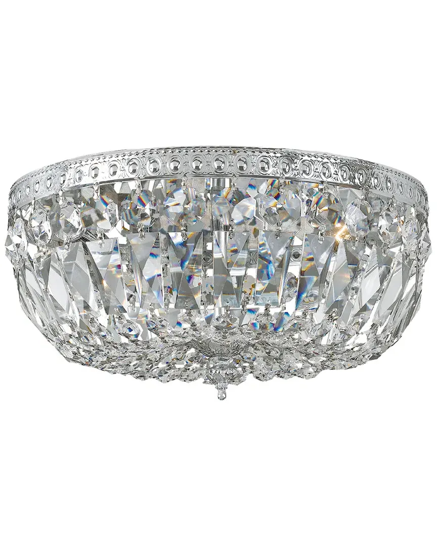 3-Light Flush Mount Ceiling Light - Polished Chrome, Crystal