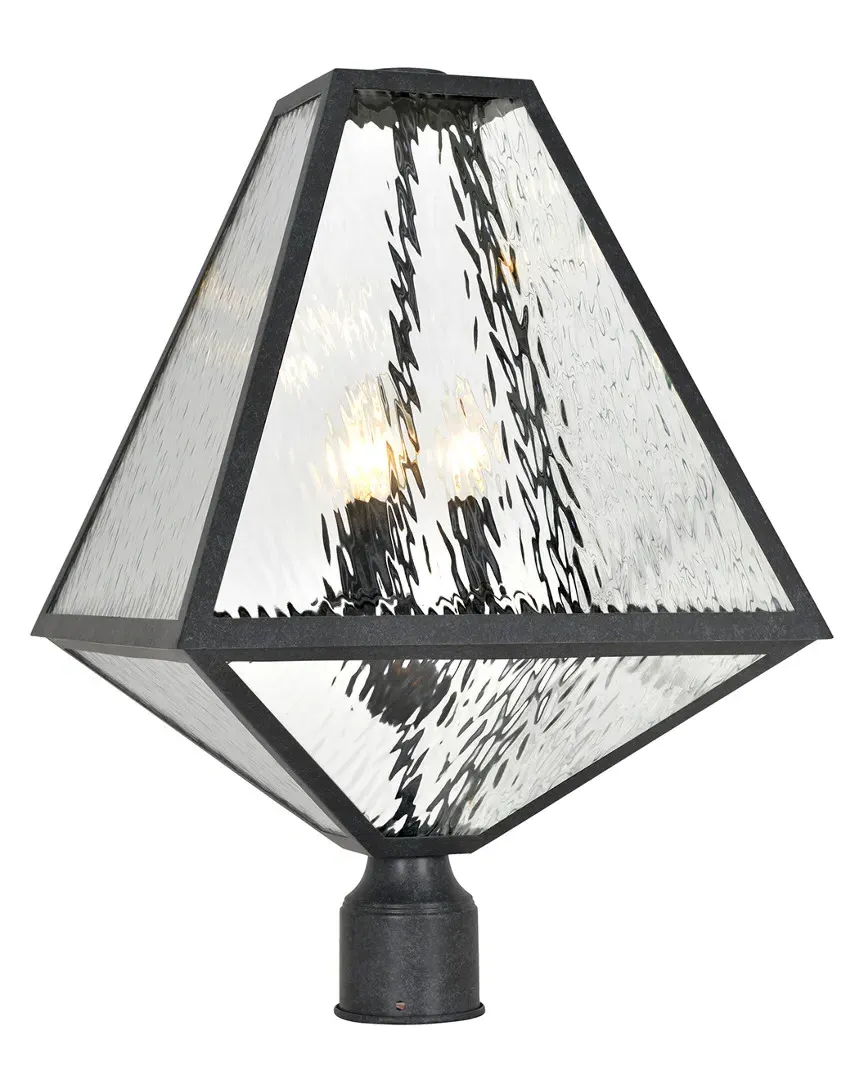 3-Light Glacier Outdoor Lantern Post - Black Charcoal, Steel