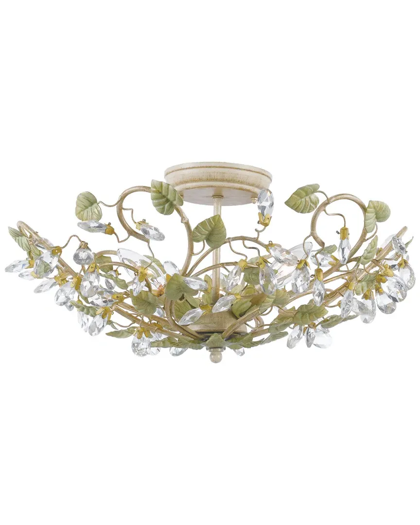 3-Light Josie Semi-Flush Mount - Green Tea, Wrought Iron image