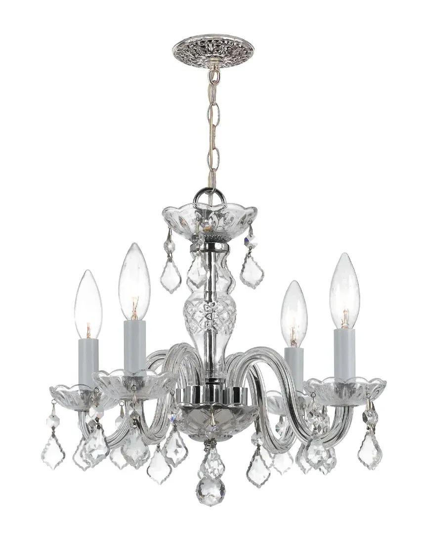 4-Light Crystal Mini Chandelier - Polished Chrome, Brass