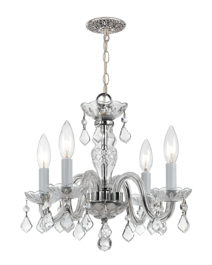 4-Light Crystal Mini Chandelier - Polished Chrome, Brass
