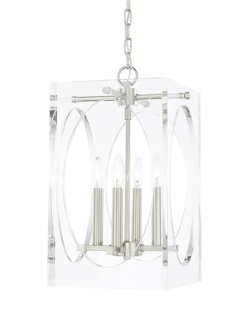 4-Light Drake Chandelier - Polished Nickel, Acrylic