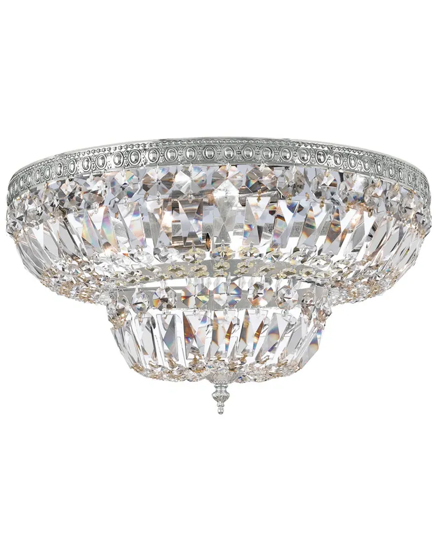 4-Light Flush Mount Ceiling Light - Polished Chrome, Crystal