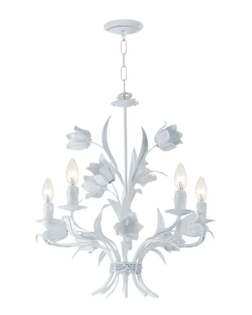 5-Light Chelsea Chandelier - White, Wrought Iron