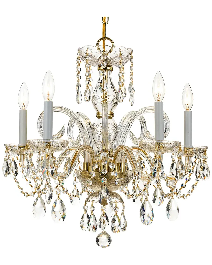 5-Light Crystal Chandelier with Swarovski - Polished Brass