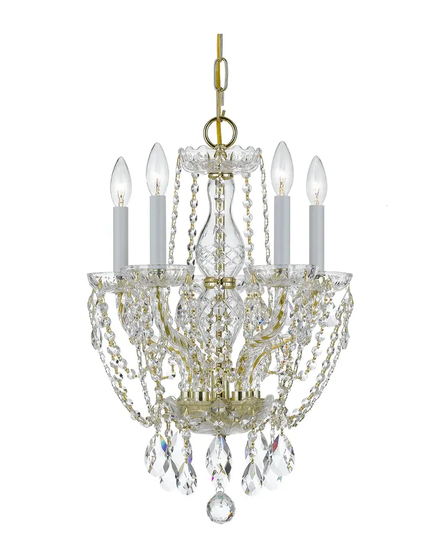 5-Light Crystal Mini Chandelier - Polished Brass, Glass