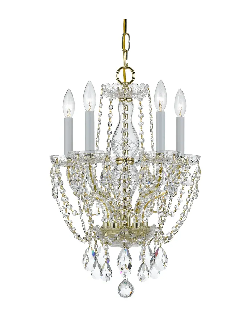 5-Light Crystal Mini Chandelier - Polished Brass, Glass image