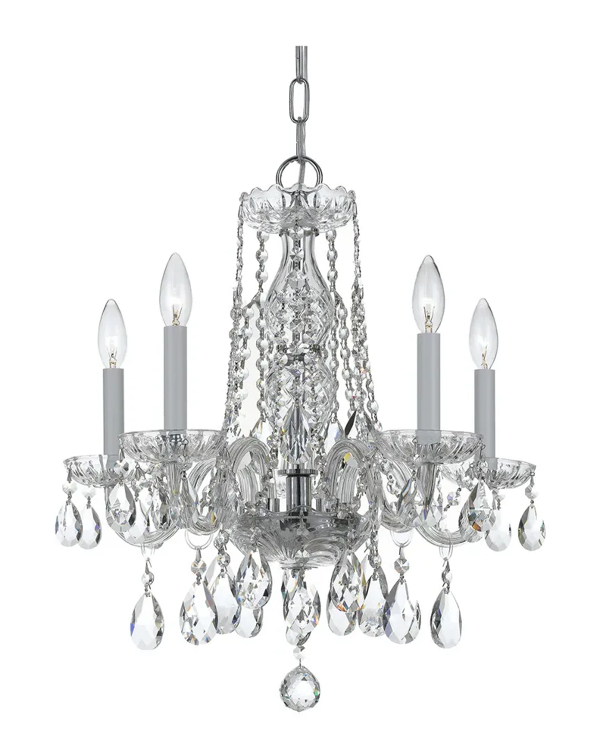 5-Light Crystal Mini Chandelier - Polished Chrome, Glass