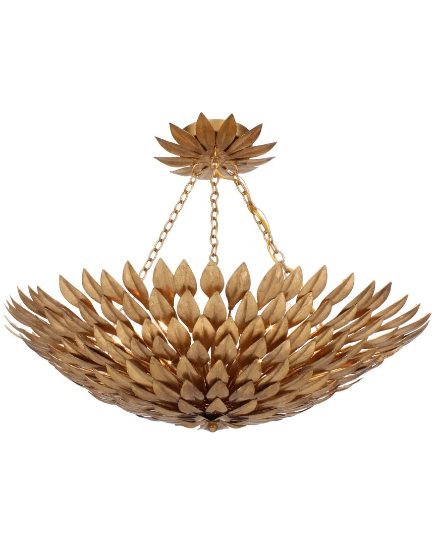 6-Light Broche Semi-Flush - Antique Gold, Wrought Iron