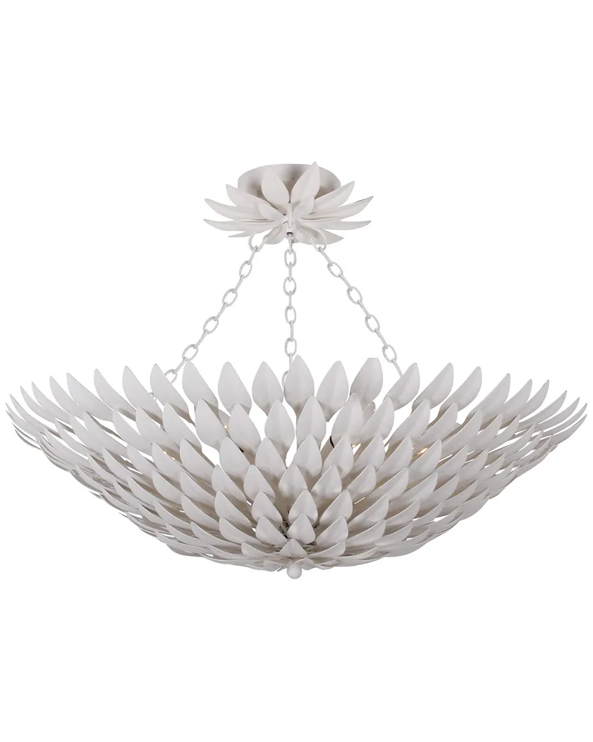 6-Light Broche Semi Flush Mount - Matte White, Wrought Iron image