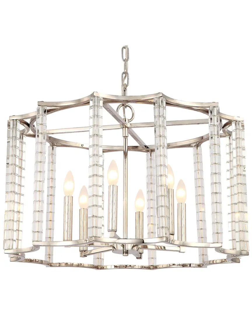 6-Light Carson Chandelier - Polished Nickel, Steel