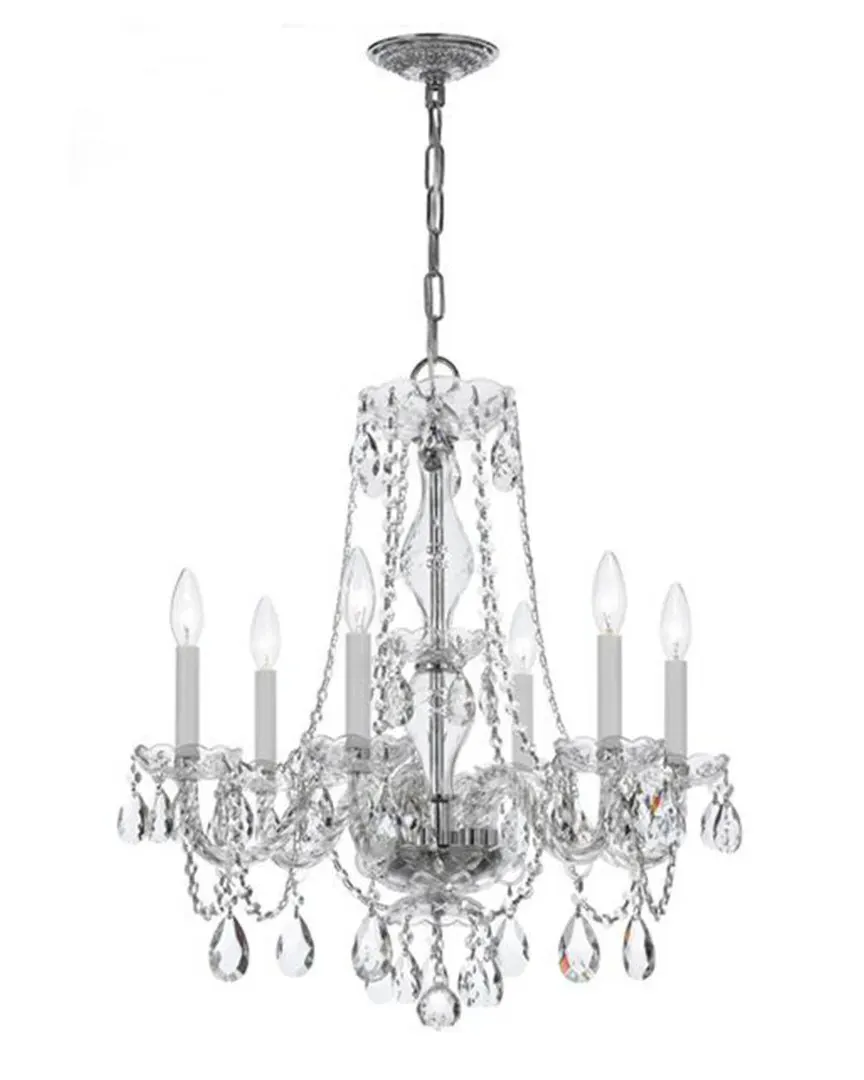 6-Light Chandelier - Polished Chrome, Glass image