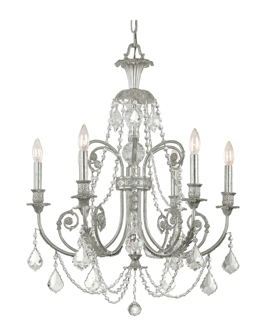 6-Light Regis Chandelier Hand Cut Crystal - Old Silver image