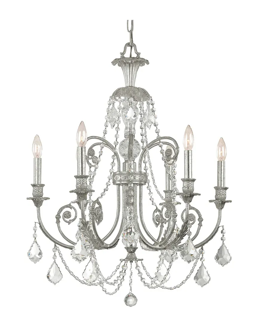 6-Light Regis Chandelier Swarovski Strass Crystal - Old Silver