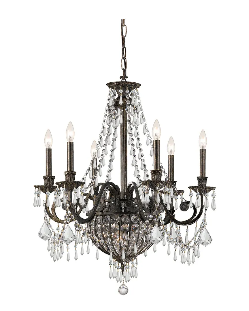 6-Light Vanderbilt Chandelier Hand Cut Crystal - English Bronze image