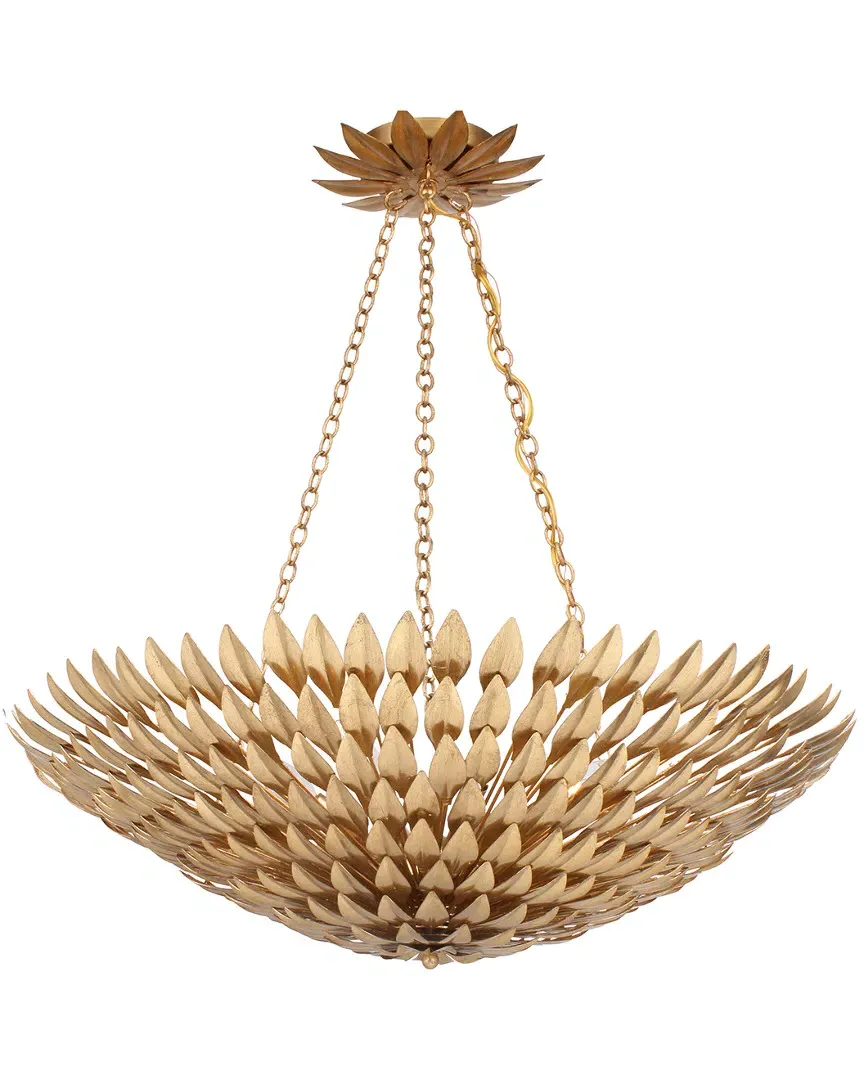 8-Light Broche Chandelier - Antique Gold, Wrought Iron