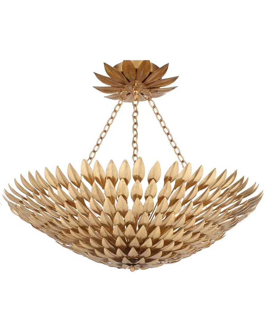 8-Light Broche Semi Flush Mount - Antique Gold