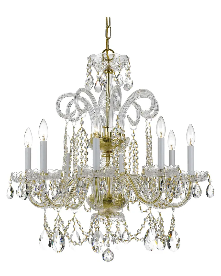 8-Light Crystal Chandelier with Hand-Cut Crystal - Brass image