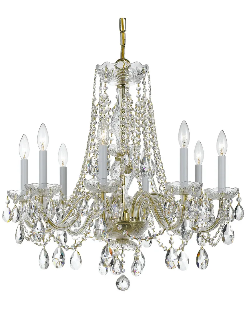 8-Light Crystal Chandelier with Hand-Cut Crystal - Brass