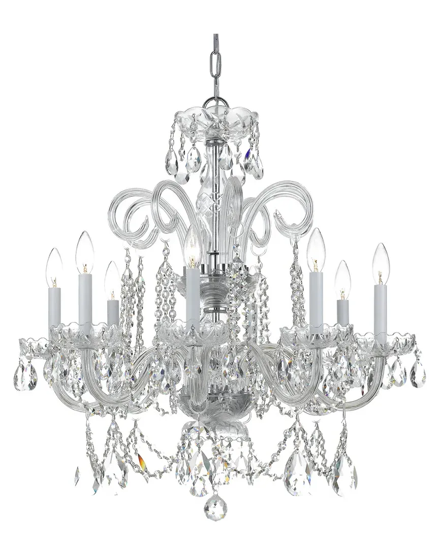8-Light Crystal Chandelier with Hand-Cut Crystal - Chrome