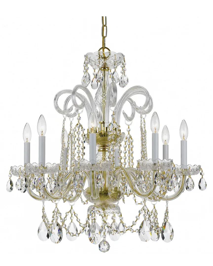 8-Light Crystal Chandelier with Swarovski Spectra - Brass
