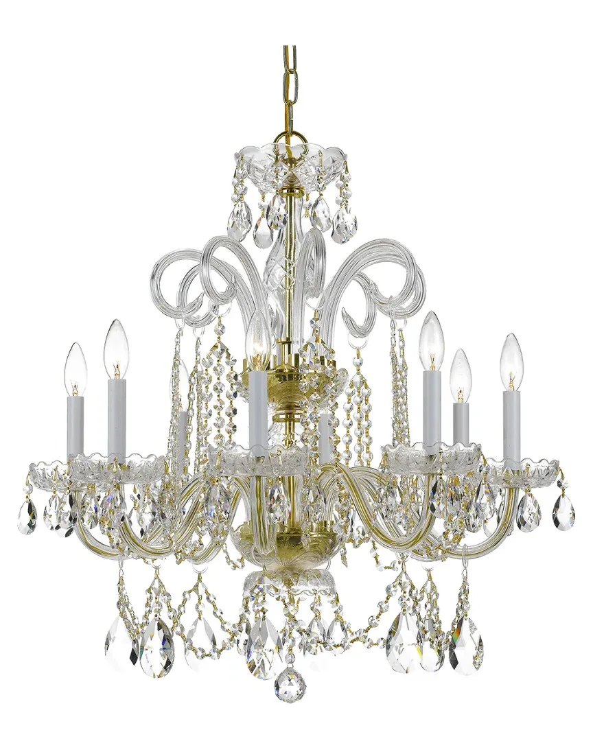 8-Light Crystal Chandelier with Swarovski Strass - Brass