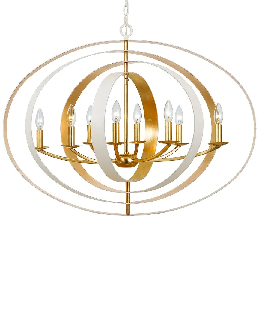 8-Light Luna Chandelier - Matte White, Steel