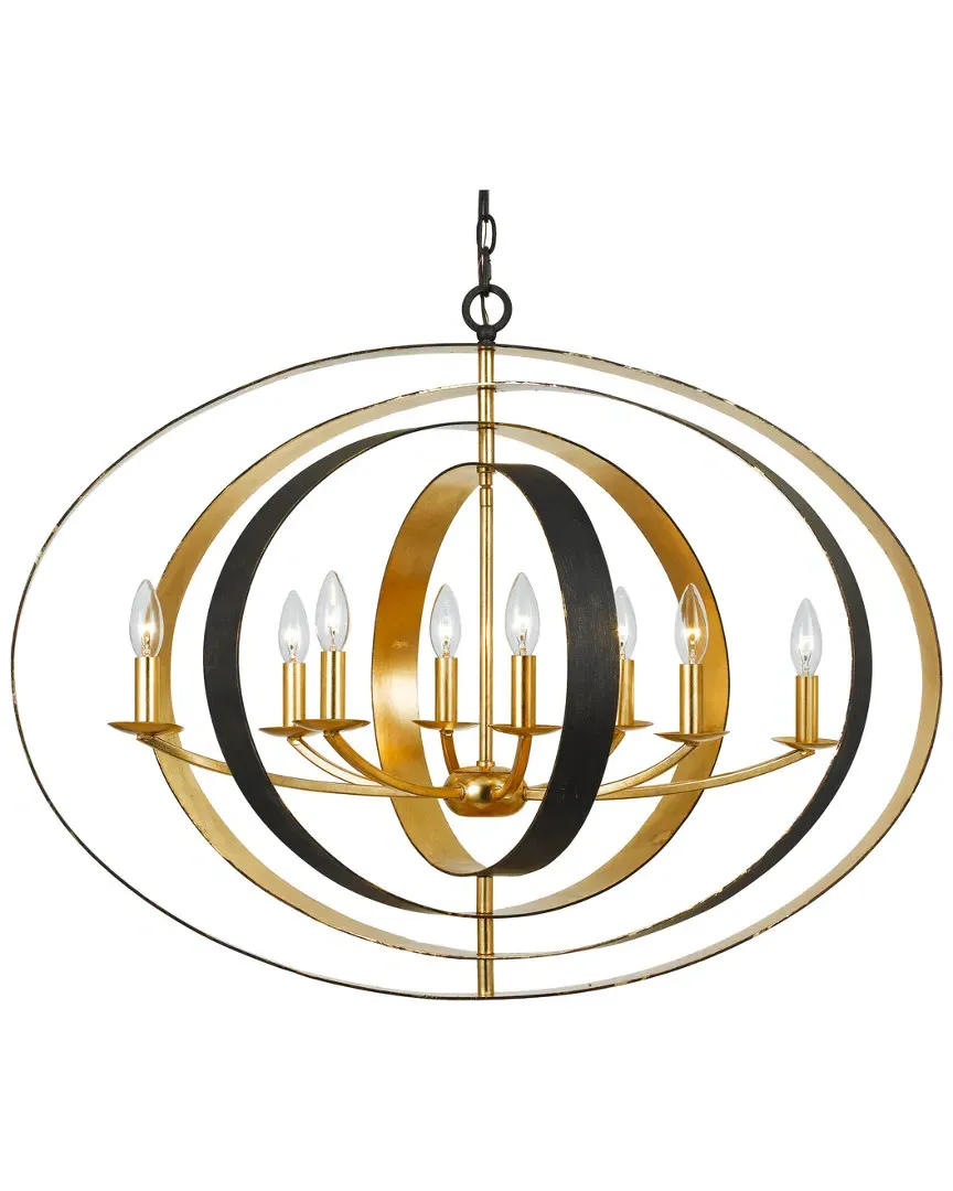 8-Light Oval Chandelier - Bronze & Gold, Wrought Iron