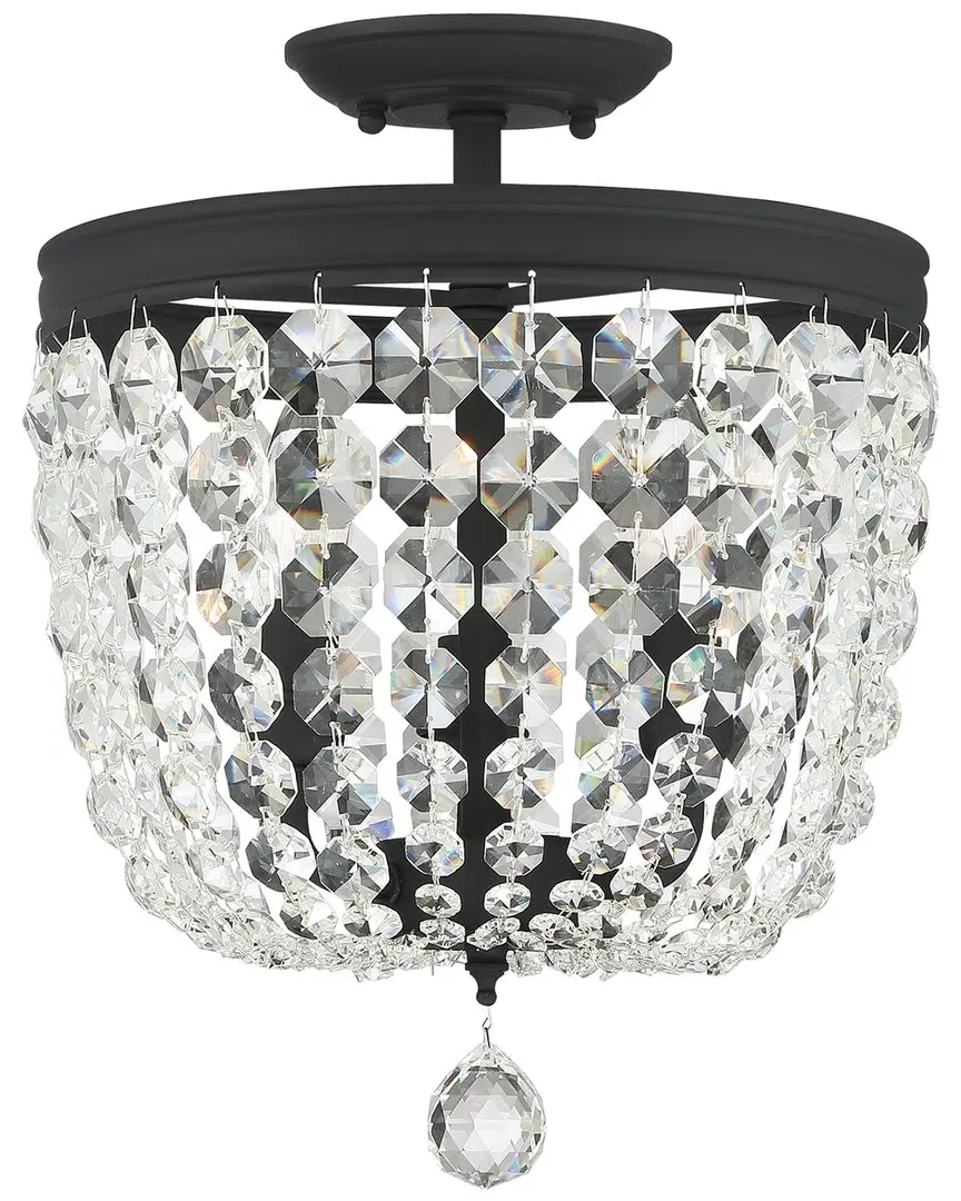 Archer 3-Light Ceiling Mount with Crystal - Black