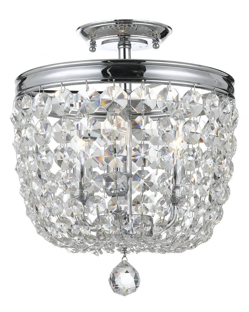 Archer 3-Light Flush Mount with Hand Cut Crystal - Chrome image