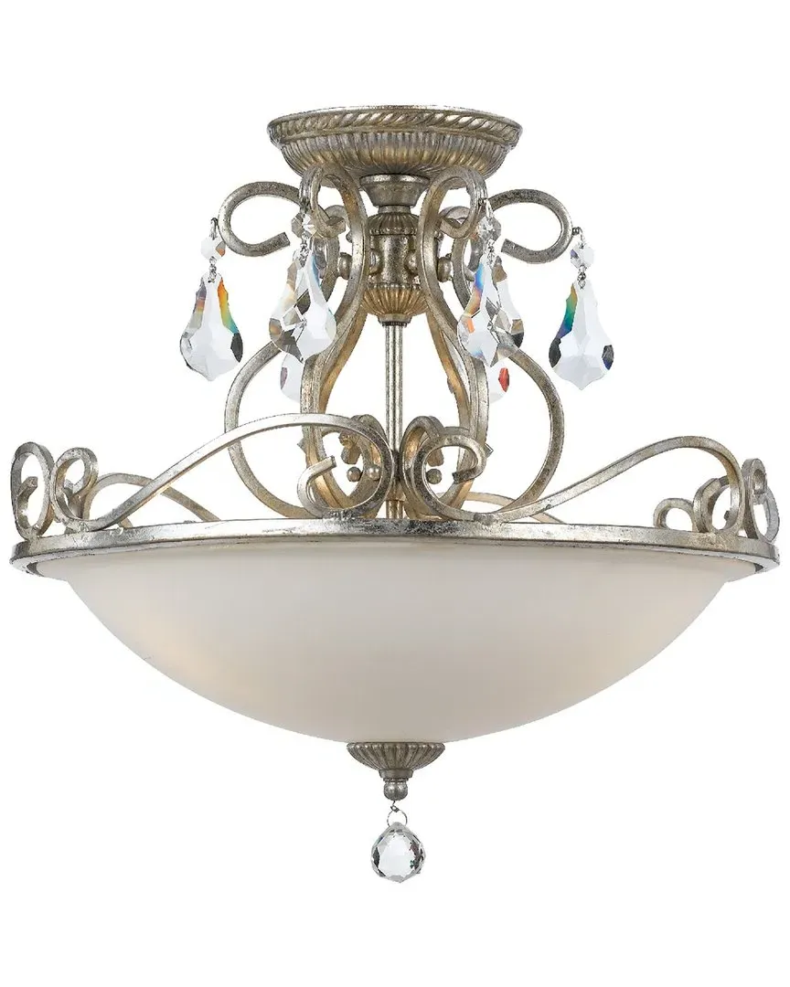 Ashton 3-Light Ceiling Mount - Silver, Hand Cut Crystal