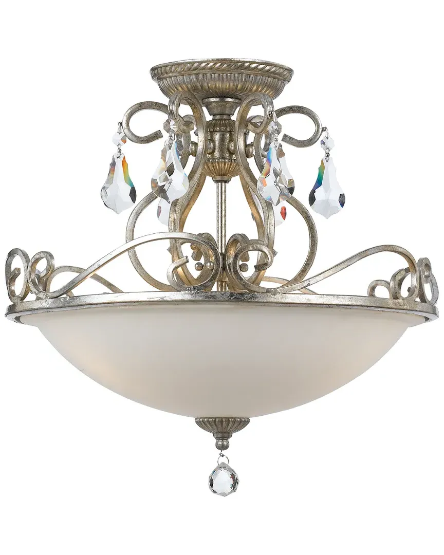 Ashton 3-Light Flush Mount - Silver, Hand Cut Crystal