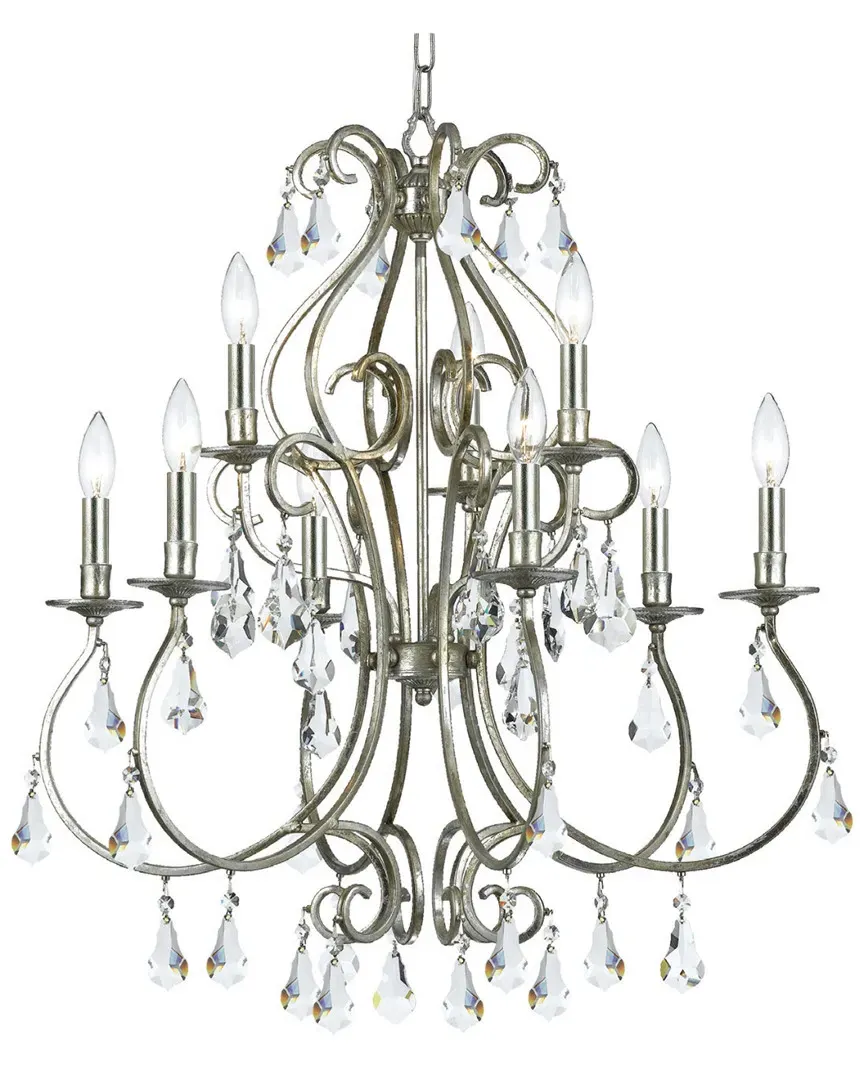 Ashton 9-Light Chandelier - Silver, Hand Cut Crystal