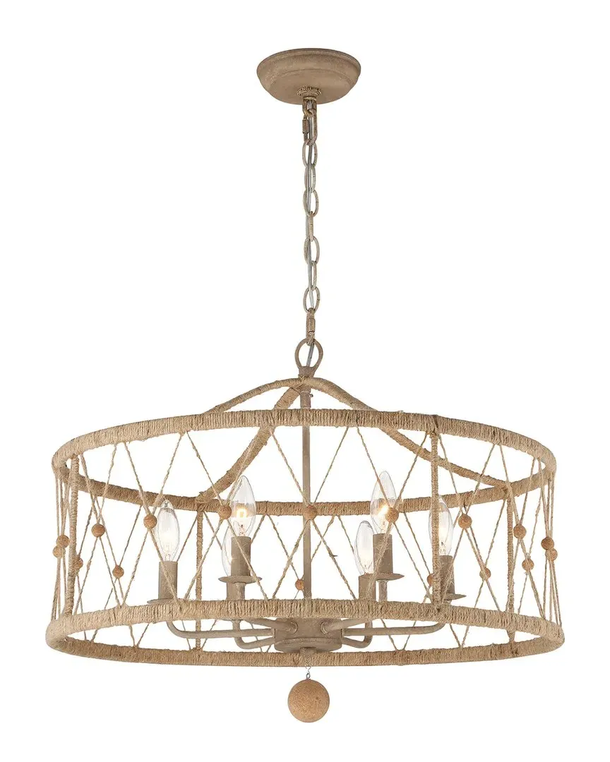Brixton 6-Light Drum Chandelier - Burnished Silver, Iron