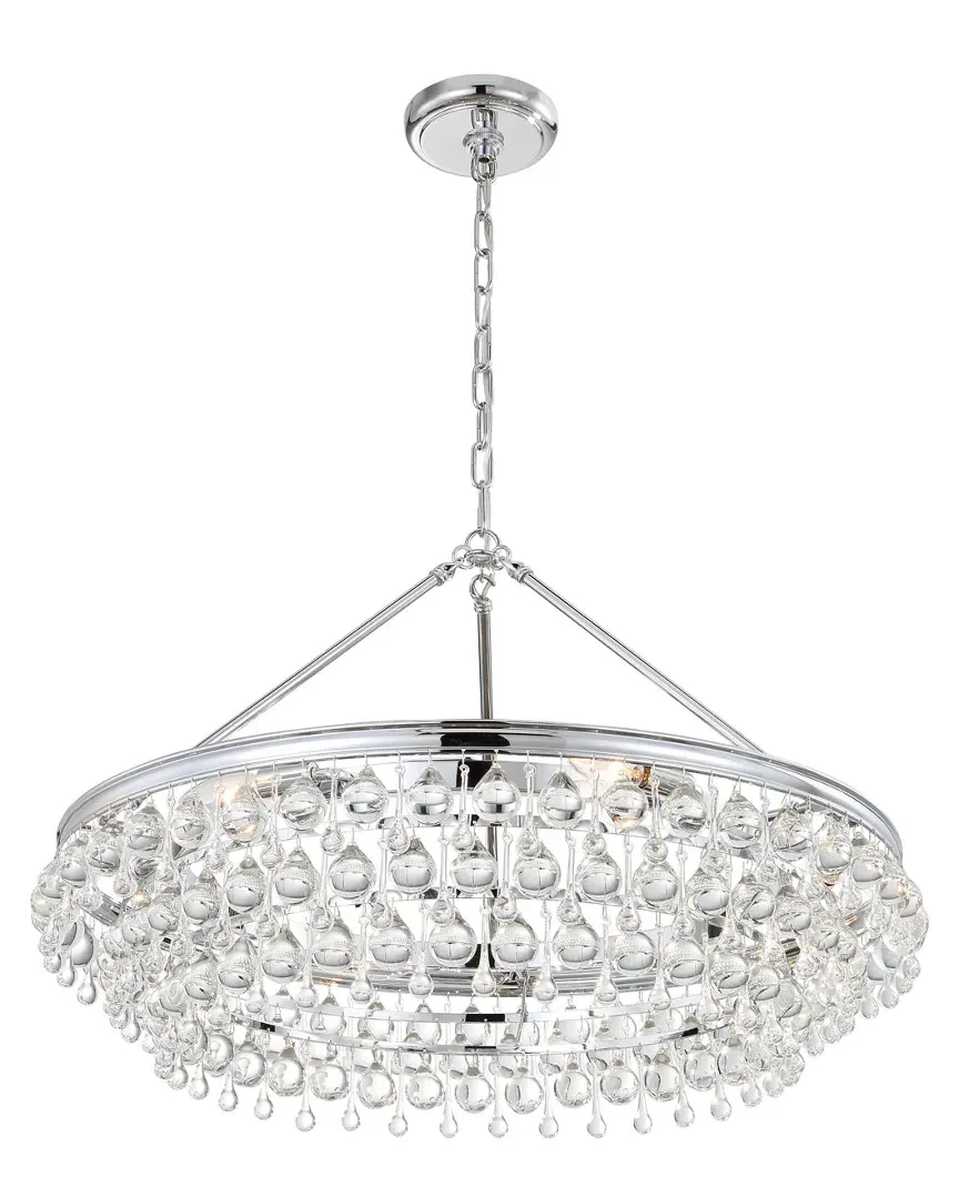 Calypso 6-Light Crystal Teardrop Chandelier - Polished Chrome