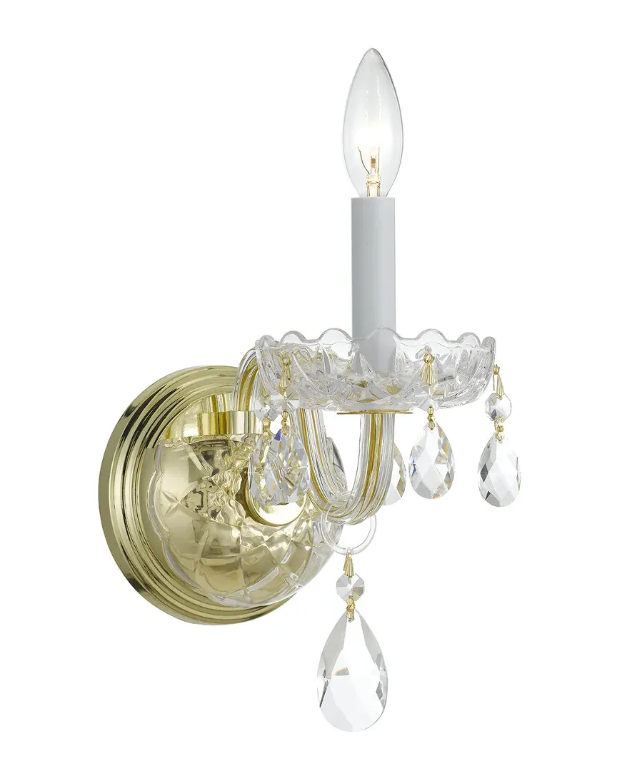 Crystal 1-Light Spectra Sconce - Polished Brass, Glass image